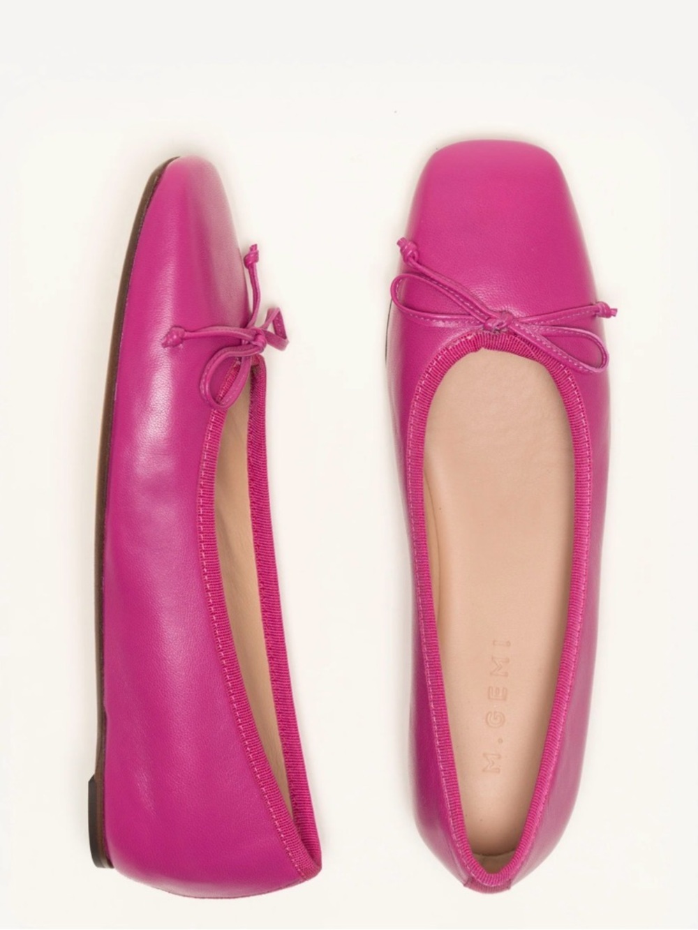 M.Gemi The Danza Flats 38.5 Fuchsia Pink Leather Ballet Shoes Italy